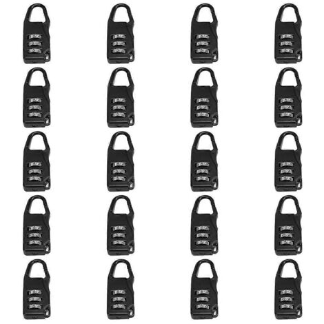 Cadenas à combinaison en alliage pour sac ou valise, argent ou noir. (1/5)
