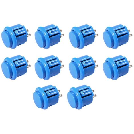 Lot de 10 boutons d'arcade réactifs de 24 mm, bleus (1/5)