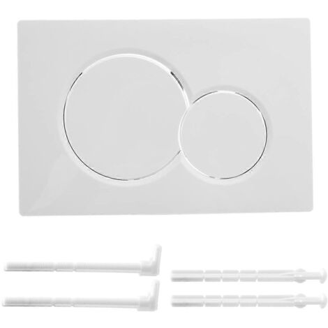 Plaque de commande à double chasse d'eau pour réservoirs d'eau de toilettes, bouton-poussoir blanc (1/5)