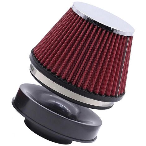 Filtre à air d'admission universel pour voiture, 6 pouces (89 mm), haut débit, rouge sport (1/5)