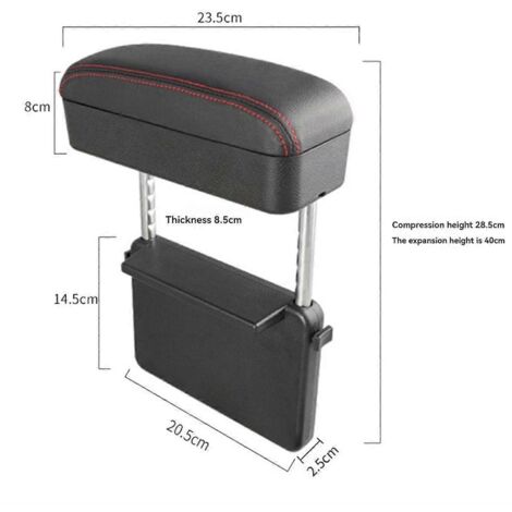 Coussinet de support d'accoudoir et repose-coude avec organiseur de rangement pour console - Noir et blanc (1/5)