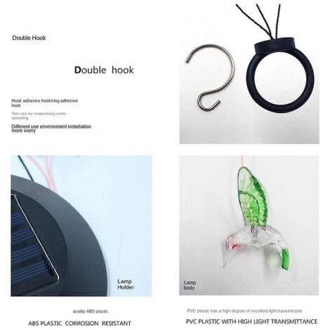 Lampes solaires d'extérieur colibri, carillons éoliens solaires verts (1/5)