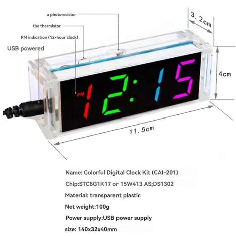 Kit d'horloge numérique à tube électronique à monter soi-même (comme illustré) (1/5)