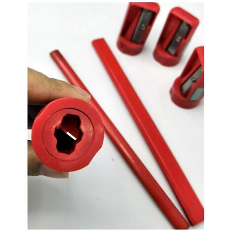 Taille-crayons de charpentier octogonaux manuels rouges (lot de 15) (1/5)