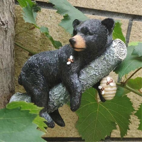 Ornement animalier simulé : Statue d'ours noir enlaçant un arbre (comme illustré) (1/5)