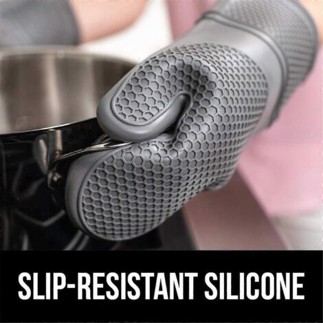 Ensemble de gants de cuisine en silicone antidérapants et résistants à la chaleur, imperméables (voir photo) (1/5)