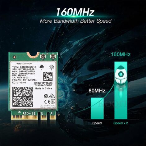 Carte réseau sans fil WiFi 6E AX210 Bluetooth 5.2 Photo couleur (1/5)
