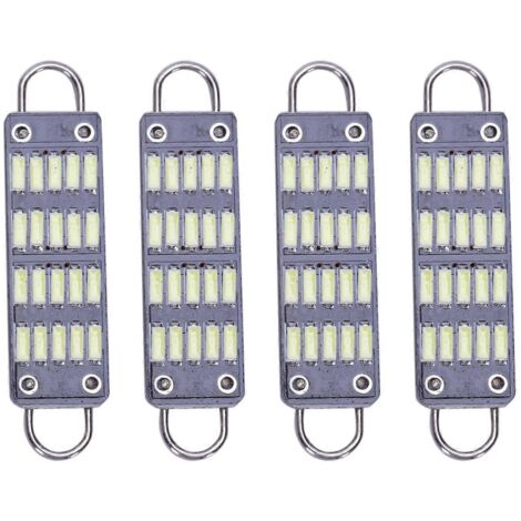 Ampoule LED navette 44 mm blanc brillant, 20 LED SMD, boucle rigide 1,73 pouce, noire (1/5)