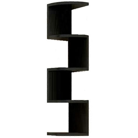 Étagère d'angle sans perçage, bibliothèque d'angle noire (1/5)
