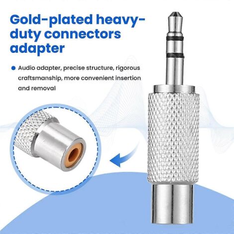 Adaptateur audio stéréo mâle 3,5 mm vers mono femelle argenté (1/5)