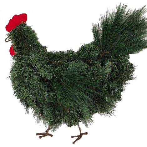 Couronne de Noël artificielle rustique avec coq et poulet (voir photo) (1/5)