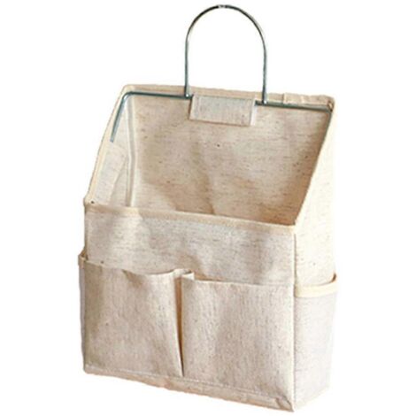 Sac de rangement suspendu pour porte, armoire ou bureau, en tissu de coton et lin (voir photo) (1/5)