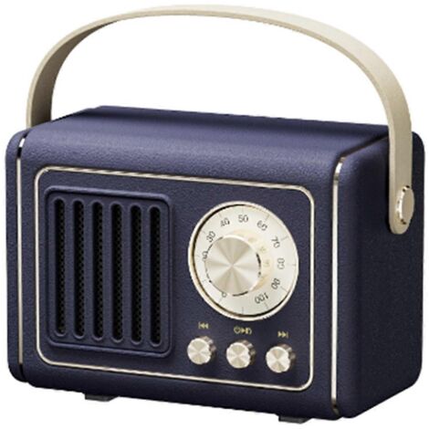 Mini enceinte Bluetooth portable rétro, connectivité sans fil, bleue (1/5)