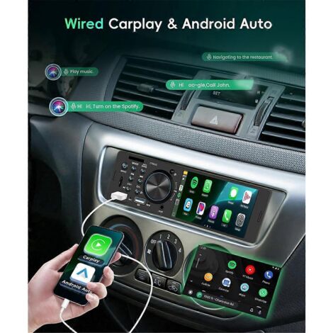 Autoradio simple DIN avec écran tactile 4 pouces et lecteur MP5 noir (1/5)
