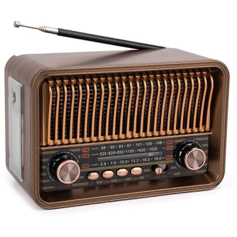 Radio portable FM/AM/SW, radio vintage, haut-parleur Bluetooth sans fil, couleur aléatoire