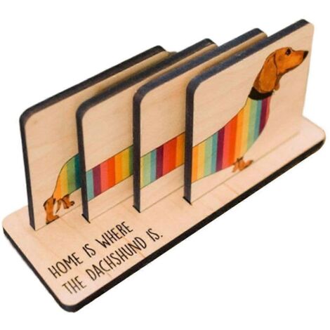 Ensemble de 4 sous-verres teckel avec support, sous-verres à thème animalier (voir photo) (1/5)