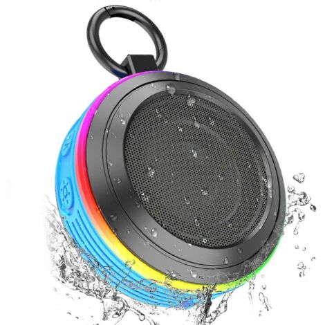 Enceinte Bluetooth étanche pour salle de bain avec radio FM et haut-parleur sport bleu (1/5)