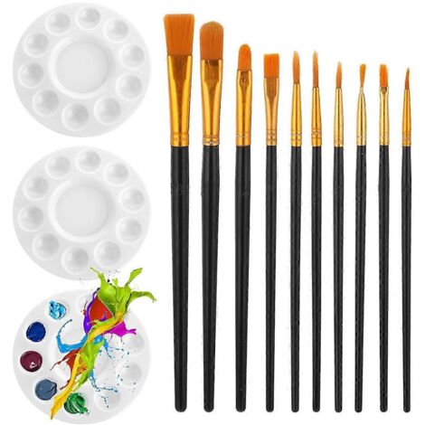 10 pinceaux, 3 palettes rondes pour la peinture (voir photo) (1/5)