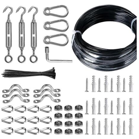 Kit de suspension pour guirlande lumineuse d'extérieur, câble de suspension de 61 m (200 pi), comme illustré (1/5)