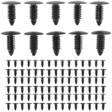 100 clips de fixation de pare-chocs en plastique, clips de carrosserie automobile, noirs (1/5)