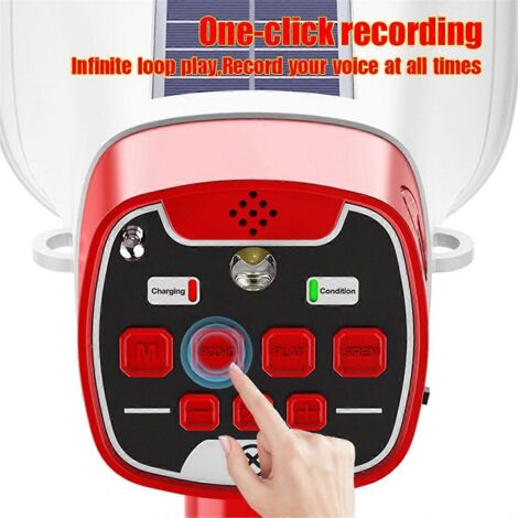 Haut-parleur solaire portable sans fil BT PA Bullhorn, CRed (1/5)