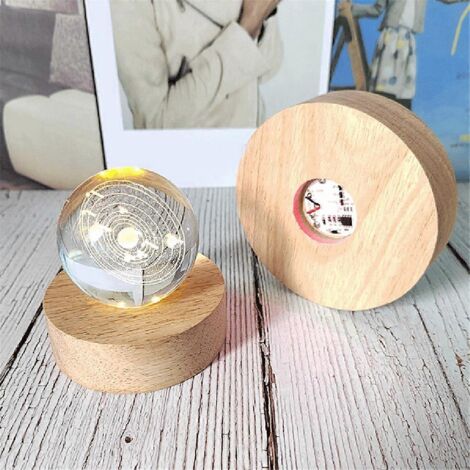 Présentoir en bois à éclairage LED pour œuvres d'art 3D en cristal, verre et résine (modèles M CA illustrés) (1/5)