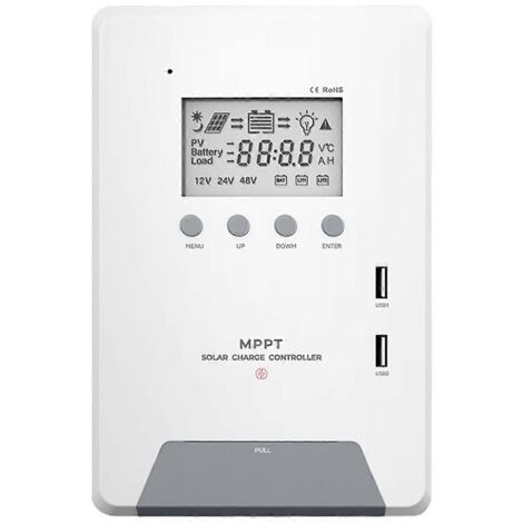 Contrôleur de charge solaire MPPT avec affichage pour maison intelligente à énergie solaire (blanc) (1/5)