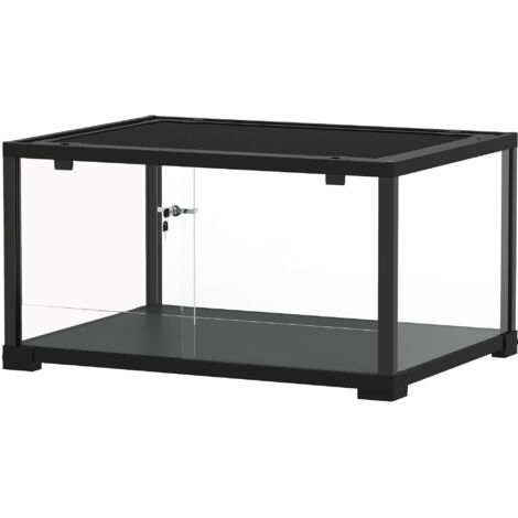 Terrarium en verre 86L pour reptile, enclos hamster à ventilation supérieure, porte coulissante 50,8x30,5x35,6cm noir