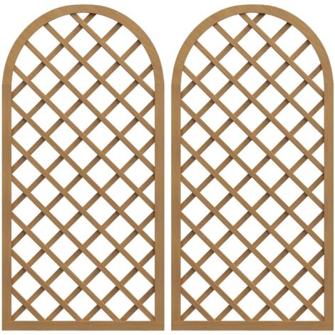 Lot de 2 treillis en bois - panneau cintré pour plantes grimpantes - dim. un panneau : 60L x 120H cm