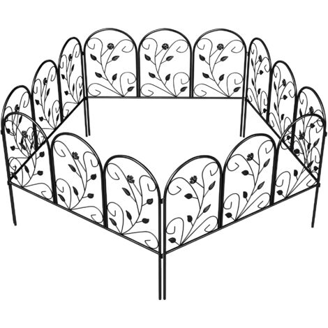 Clôture de jardin décorative 5 panneaux 80x60 cm, barrière antirouille noire pour animaux, fleurs et patio