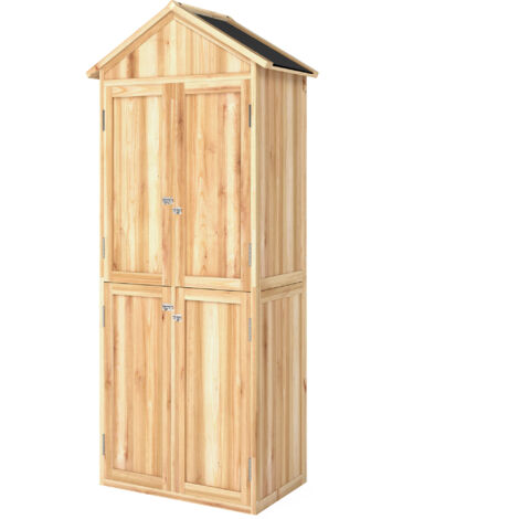 Armoire de jardin en bois massif 82x50x190 cm abri à outils extérieur toit pointu asphalte naturel