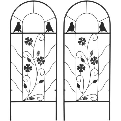 Treillis métallique pour plantes grimpantes, lot de 2, 38x98 cm, noir