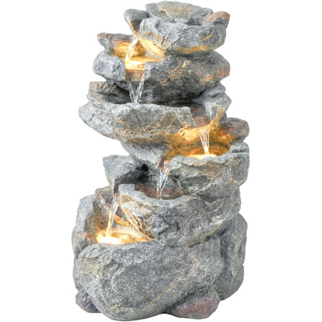Fontaine de Jardin 6 Niveaux Cascade Zen Résine Pierre Naturelle 33x27x53 cm Gris