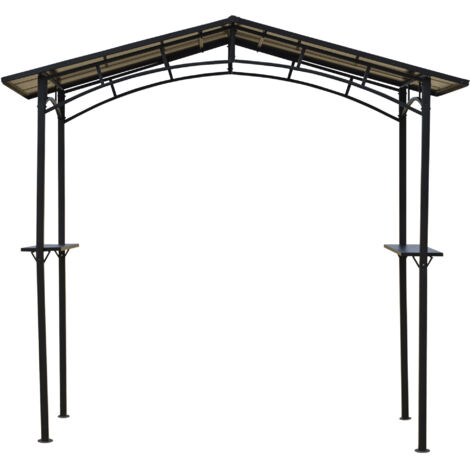 Outsunny Abri barbecue 2,5x1,5 m avec étagères, toit polycarbonate, métal noir