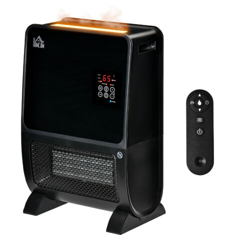 Radiateur électrique 2en1 avec humidificateur, lumière LED 3 couleurs, minuterie et télécommande, 33x21x49,5 cm, Noir (1/5)