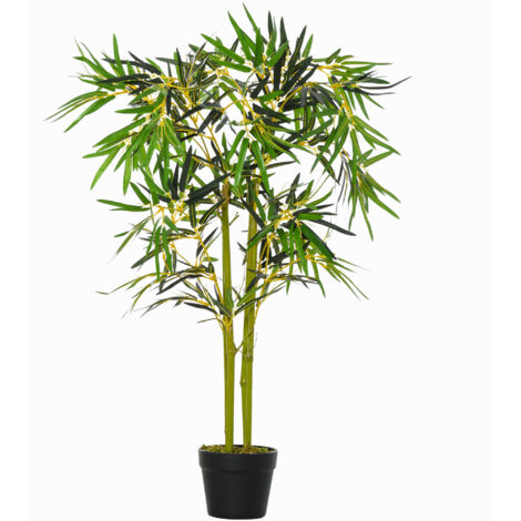 Bambou en Pot Artificiel, Plante Fausse Décoration Intérieur Extérieur, Hauteur 120cm, Vert (1/5)