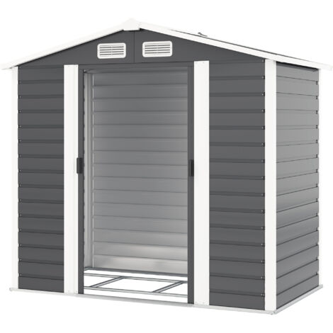 Remise de Jardin Métallique avec Portes Coulissantes et Cadenas à Clés, 2,1x1,2x1,9 m, Gris Foncé (1/5)