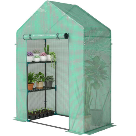 Serra da Giardino 143 x 73 x 195 cm avec Étagère à 2 Niveaux, Vert (1/5)