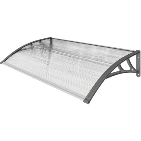 Auvent Moderne en Polycarbonate, Aluminium et PP pour Balcons, Fenêtres et Portes, 110x60x18 cm (1/5)