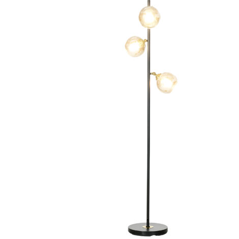 Lampada da Terra in Metallo ad Albero con 3 Paralumi in Vetro, Ø36x162 cm, Nero e Grigio (1/5)