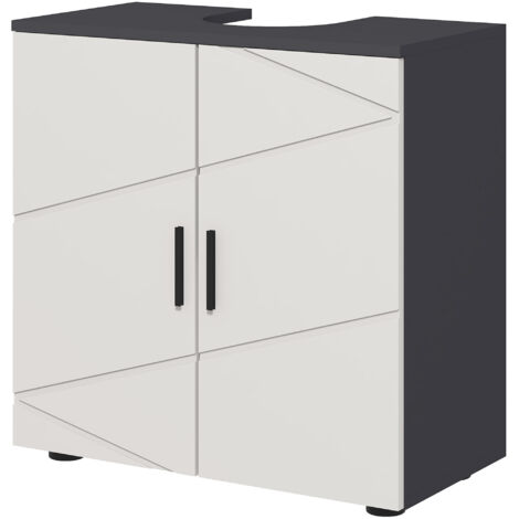 Meuble Sottolavabo Piedistallo avec Armoire 2 Portes, 60x30x60cm, Gris (1/5)