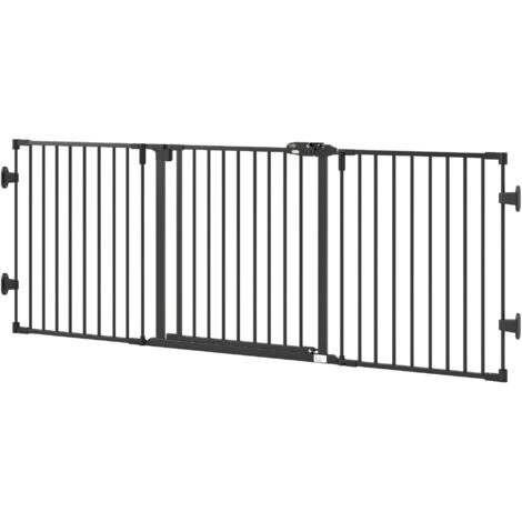 Barrière pliable pour chien en acier, fermeture automatique, 202.5x2x76 cm, noir (1/5)