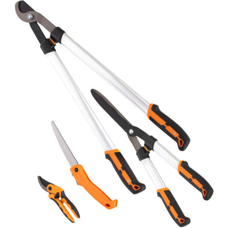 Kit de Jardinage 4 Pièces avec Sécateur, Ébrancheur, Cisailles et Scie Pliante (1/5)