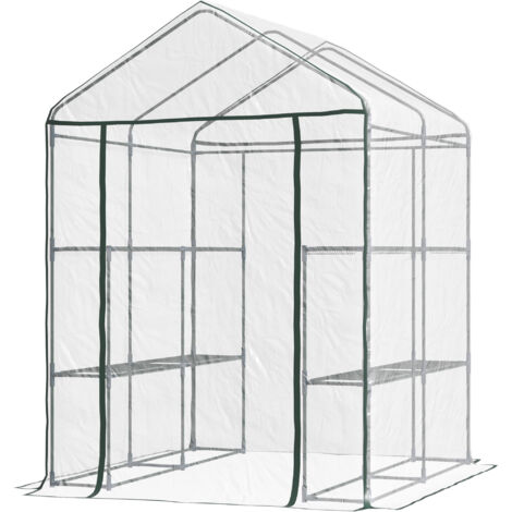 Serre de jardin extérieure en PVC transparent, serre de balcon avec étagères pour plantes potagères 1,43 x 1,43 x 1,95 m (1/5)