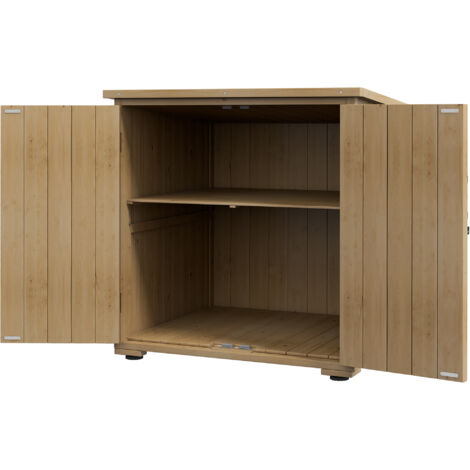 Armoire d'extérieur avec étagère intérieure réglable et toit incliné, en bois de sapin, 77,5x88x90 cm (1/5)