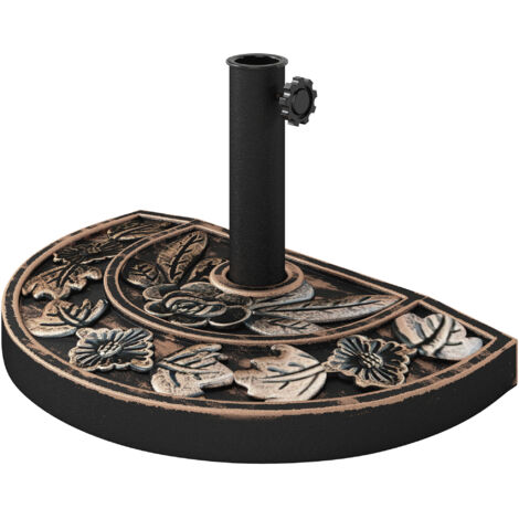 Base para Paraguas de Luna Creciente Ø38 mm y Ø48 mm con Manivela, Soporte de Resina, 50x31x32 cm, Bronce (1/5)