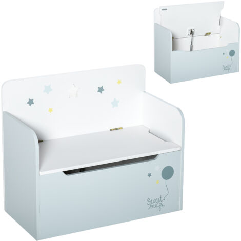 Panca Bambini 3-6 Anni Schienale Legno 60x30x50 cm Azzurro (1/5)