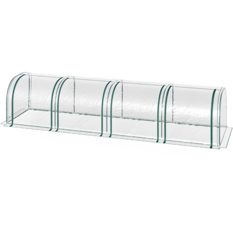 Serre Tunnel Acier PVC Imperméable Anti-UV 4 Portes à Charnières 395x100x80 cm (1/5)