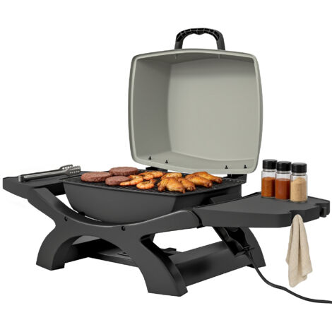Barbecue électrique 2300W, portable de table avec tablettes latérales, noir (1/5)