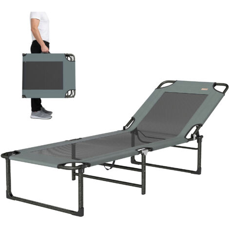 Chaise longue extérieure inclinable 4 positions, pliable avec poignée, gris (1/5)
